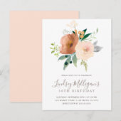 Stijlvolle moderne Blush Pink Pastel Bloemen Verja Uitnodiging Briefkaart (Voorkant / Achterkant)