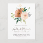 Stijlvolle moderne Blush Pink Pastel Bloemen Verja Uitnodiging Briefkaart (Voorkant)