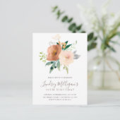 Stijlvolle moderne Blush Pink Pastel Bloemen Verja Uitnodiging Briefkaart (Staand voorkant)
