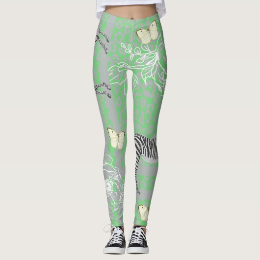 Stijlvolle moderne Boho eclectische groene Legging (Voorkant)