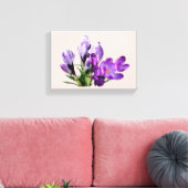 Stijlvolle moderne boho paarse krokus bloemen glam canvas afdruk (Insitu (Woonkamer))