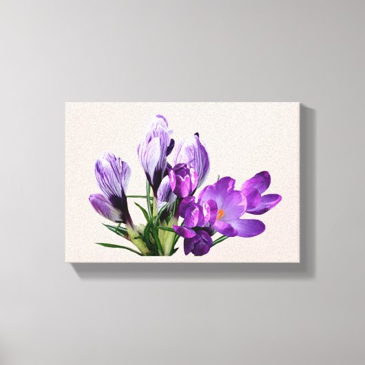 Stijlvolle moderne boho paarse krokus bloemen glam canvas afdruk (Voorkant)