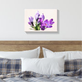 Stijlvolle moderne boho paarse krokus bloemen glam canvas afdruk (Insitu (Slaapkamer))