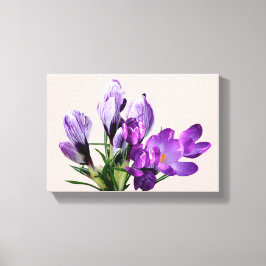 Stijlvolle moderne boho paarse krokus bloemen glam canvas afdruk