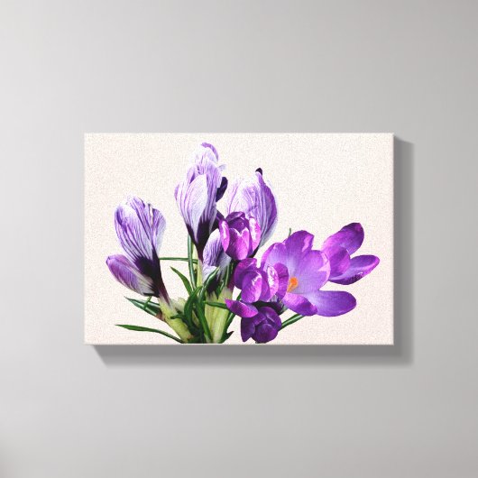 Stijlvolle moderne boho paarse krokus bloemen glam canvas afdruk (Voorkant)