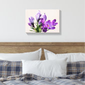 Stijlvolle moderne boho paarse krokus bloemen glam canvas afdruk (Insitu (Slaapkamer))