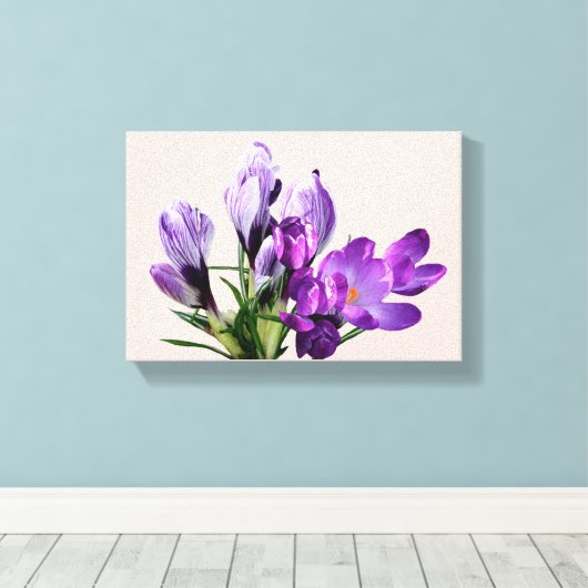 Stijlvolle moderne boho paarse krokus bloemen glam canvas afdruk (Insitu (Houten vloer))