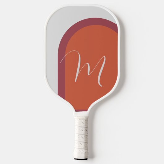 Stijlvolle moderne boog koraal magenta roze monogr pickleball paddle (Achterkant)