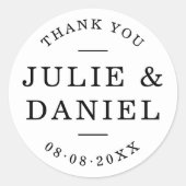 Stijlvolle moderne bruiloft Bedankt Ronde Sticker (Voorkant)