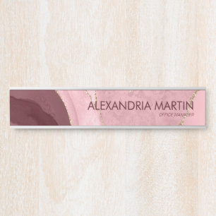 Stijlvolle moderne burgundy roze gouden glinster m deurbordje