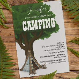 Stijlvolle moderne camping verjaardagsfeest uitnod kaart