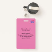 STIJLVOLLE MODERNE CUSTOM HOT PINK BRANDED INTREKB BADGE (Achterkant met intrekbare)
