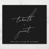 Stijlvolle Moderne Custom Names Zwart Wit Gin Likeurfles Etiket (Enkel label)