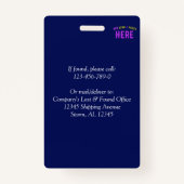 STIJLVOLLE MODERNE CUSTOM NAVY BLUE GEVERIFIEERD B BADGE (Achterkant)