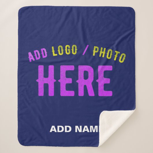 STIJLVOLLE MODERNE CUSTOM NAVY BLUE GEVERIFIEERD B SHERPA DEKEN (Voorkant)