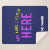 STIJLVOLLE MODERNE CUSTOM NAVY BLUE GEVERIFIEERD B SHERPA DEKEN (Voorkant (horizontaal))