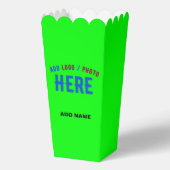 STIJLVOLLE MODERNE CUSTOM NEON GREEN MERKPOPCORN BEDANKDOOSJES (Voorkant)