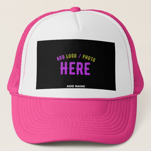 STIJLVOLLE MODERNE CUSTOM WIT HOT ROZE ZWART GEMER TRUCKER PET (Voorkant)