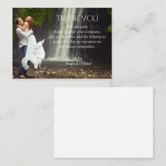 Stijlvolle moderne dank u script bruiloft foto notitiekaartje (Voorkant / Achterkant)