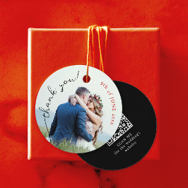 Stijlvolle moderne dank u trouwfoto Web QR-code Bedankjes Labels