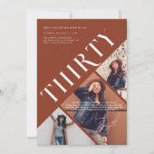 Stijlvolle moderne dertig | 30e verjaardag 3 foto kaart (Voorkant)