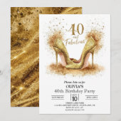 Stijlvolle Moderne Digitale Gouden 40e Verjaardag Kaart (Voorkant / Achterkant)