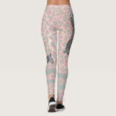 Stijlvolle moderne eclectische pastelroze grijs leggings (Achterkant)
