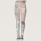 Stijlvolle moderne eclectische pastelroze grijs leggings (Voorkant)