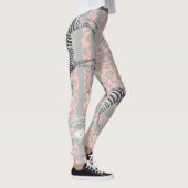 Stijlvolle moderne eclectische pastelroze grijs leggings (Rechts)