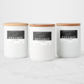 Stijlvolle Moderne Eenvoudige Effen Zwart Wit Kaar Voedselcontainer Etiket (Flessen)