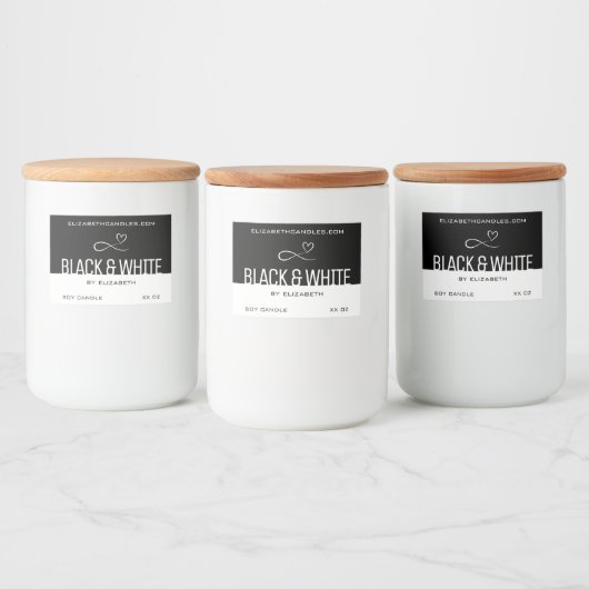 Stijlvolle Moderne Eenvoudige Effen Zwart Wit Kaar Voedselcontainer Etiket (Flessen)