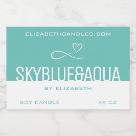 Stijlvolle moderne eenvoudige gewone turquoise wit voedselcontainer etiket