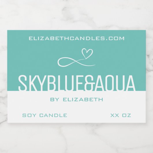 Stijlvolle moderne eenvoudige gewone turquoise wit voedselcontainer etiket (Enkel label)