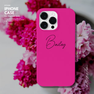 Stijlvolle Moderne Eenvoudige Hot Pink Script Naam Case-Mate iPhone 14 Pro Max Hoesje