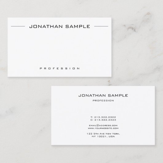 Stijlvolle, moderne, eenvoudige professionele mini visitekaartje (Voorkant / Achterkant)