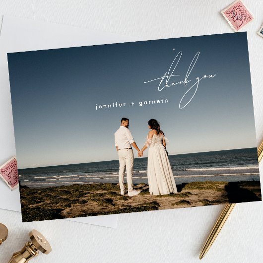 Stijlvolle moderne elegante foto bedankkaart