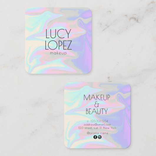 Stijlvolle, moderne, elegante grilholografische ma vierkante visitekaartje (Voorkant / Achterkant)