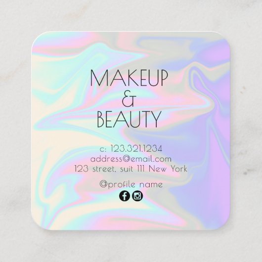 Stijlvolle, moderne, elegante grilholografische ma vierkante visitekaartje (Achterkant)