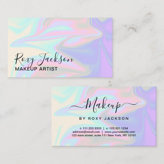 Stijlvolle, moderne, elegante grilholografische ma visitekaartje (Voorkant / Achterkant)