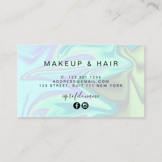 Stijlvolle, moderne, elegante grilholografische ma visitekaartje (Achterkant)