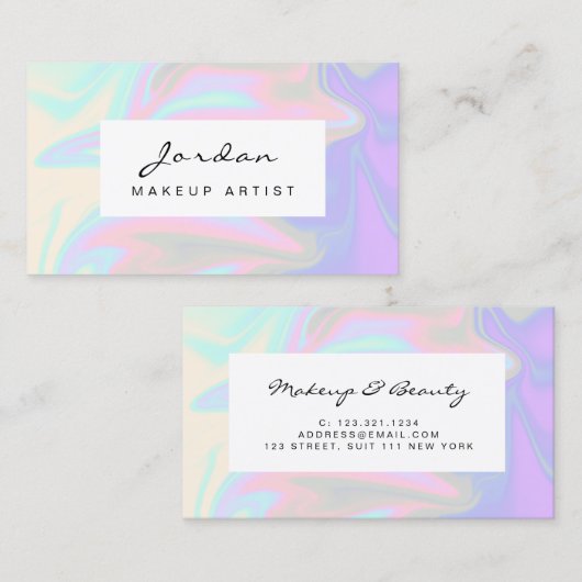 Stijlvolle, moderne, elegante grilholografische ma visitekaartje (Voorkant / Achterkant)