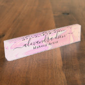 Stijlvolle moderne, elegante holografische make-up naambordje (Zijkant)