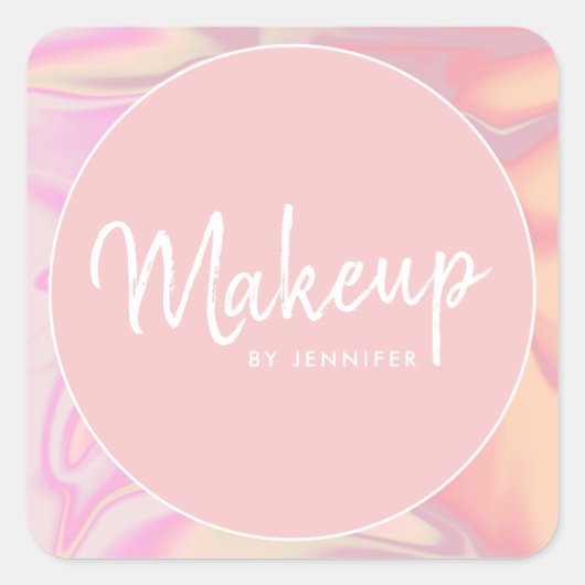 Stijlvolle moderne, elegante holografische make-up vierkante sticker (Voorkant)
