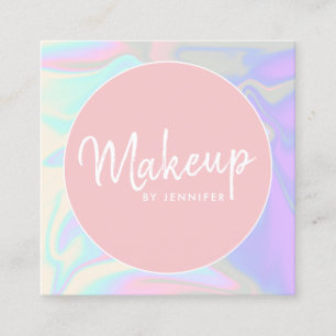 Stijlvolle moderne elegante holografische make-up vierkante visitekaartje