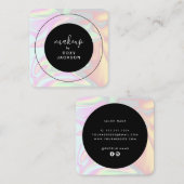 Stijlvolle moderne elegante holografische make-up vierkante visitekaartje (Voorkant / Achterkant)