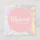 Stijlvolle moderne elegante holografische make-up vierkante visitekaartje (Voorkant)
