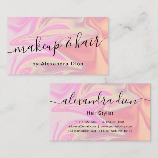 Stijlvolle moderne elegante holografische make-up  visitekaartje (Voorkant / Achterkant)