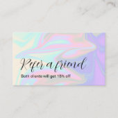 Stijlvolle moderne, elegante holografische verwijz aanbevelingskaartje (Voorkant)