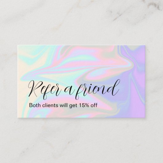 Stijlvolle moderne, elegante holografische verwijz aanbevelingskaartje (Voorkant)