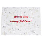 Stijlvolle moderne elegante snowflakes, naam kerst groot cadeauzakje (Voorkant)
